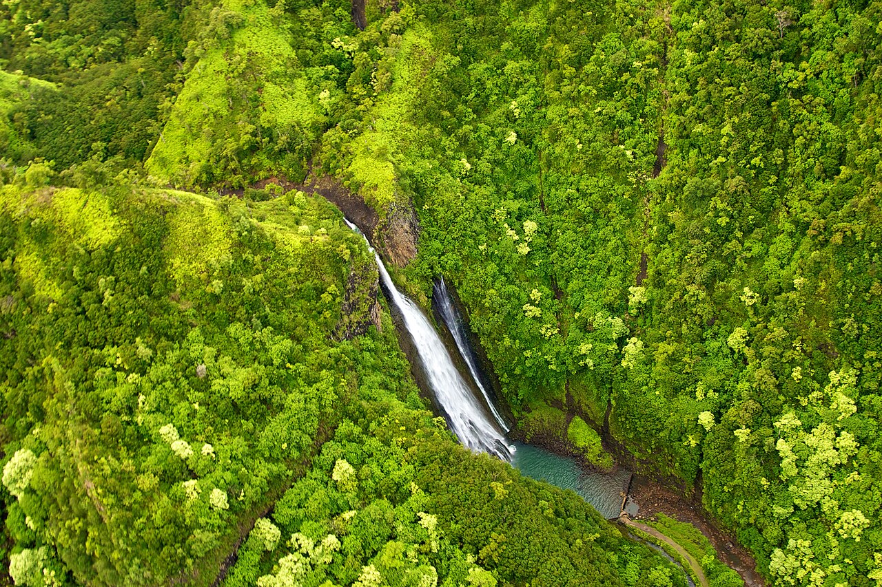 Manawaiopuna Falls (Jurassic Falls), a waterfall in Hawaii
