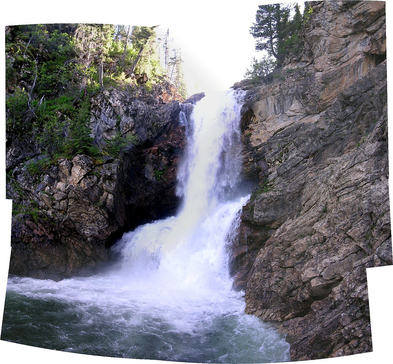 Running Eagle Falls, a waterfall in Montana